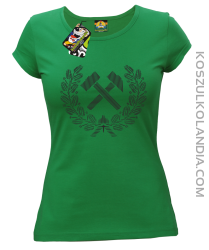 Pyrlik i żelazko znak górniczy herb górnictwa - Koszulka damska zielona 