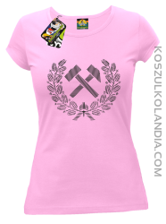 Pyrlik i żelazko znak górniczy herb górnictwa - Koszulka damska jasny róż 