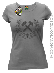 Pyrlik i żelazko znak górniczy herb górnictwa - Koszulka damska szara 