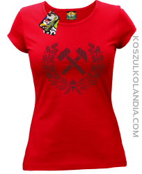 Pyrlik i żelazko znak górniczy herb górnictwa - Koszulka damska czerwona 
