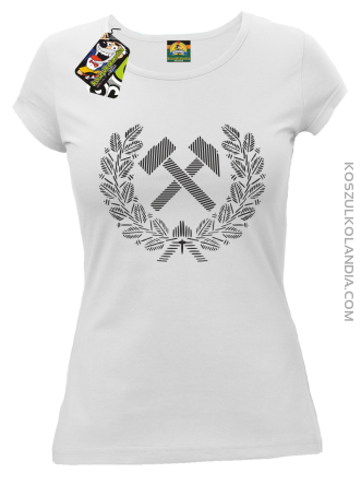 Pyrlik i żelazko znak górniczy herb górnictwa - Koszulka damska biała 
