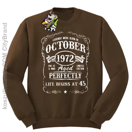 Legends were born in October Aged Perfectly - Bluza męska standard bez kaptura brąz 