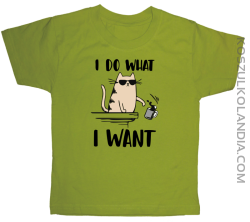 I do what I want Cat with glasses - koszulka dziecięca kiwi