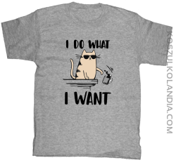 I do what I want Cat with glasses - koszulka dziecięca melanż 