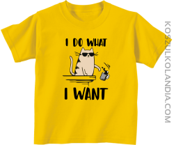 I do what I want Cat with glasses - koszulka dziecięca żółta