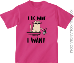 I do what I want Cat with glasses - koszulka dziecięca fuksja
