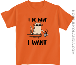 I do what I want Cat with glasses - koszulka dziecięca pomarańczowa