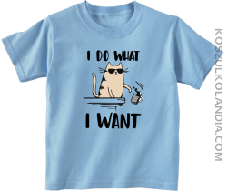I do what I want Cat with glasses - koszulka dziecięca błękitna