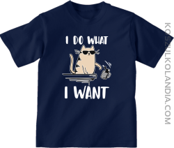 I do what I want Cat with glasses - koszulka dziecięca granatowa