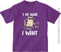 I do what I want Cat with glasses - koszulka dziecięca fioletowa