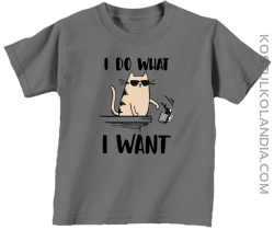 I do what I want Cat with glasses - koszulka dziecięca szara