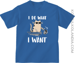 I do what I want Cat with glasses - koszulka dziecięca niebieska