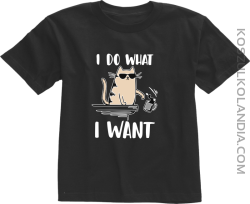 I do what I want Cat with glasses - koszulka dziecięca czarna