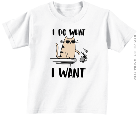 I do what I want Cat with glasses - koszulka dziecięca biała