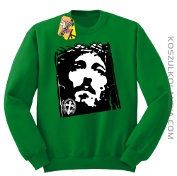 Jezus Chrystus Umarł na krzyżu za grzechy nasze - Bluza męska standard bez kaptura zielona 