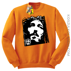 Jezus Chrystus Umarł na krzyżu za grzechy nasze - Bluza męska standard bez kaptura pomarańczowa 