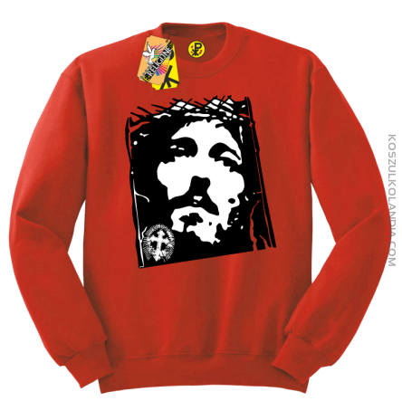 Jezus Chrystus Umarł na krzyżu za grzechy nasze - Bluza męska standard bez kaptura czerwona 