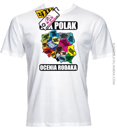 JAK POLAK OCENIA RODAKA Mapa Województw Polski - koszulka męska Nr KODIA00079