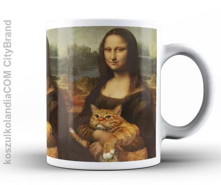 Mona Lisa z kotem - Kubek ceramiczny 