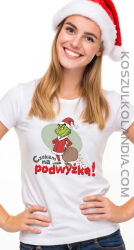 Czekam na podwyżkę ! Grinch Grincz na szczęście pieniążne   - świąteczna koszulka damska 2