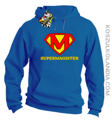 Zajefajny magister ala superman - bluza męska z kapturem niebieska