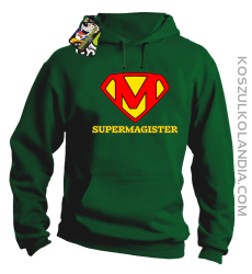 Zajefajny magister ala superman - bluza męska z kapturem zielona