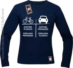 Auto-Rower Zużywa tłuszcz odkłada pieniądze - Longsleeve męski granat 