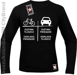 Auto-Rower Zużywa tłuszcz odkłada pieniądze - Longsleeve męski czarny 