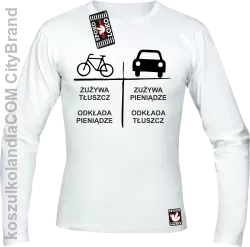 Auto-Rower Zużywa tłuszcz odkłada pieniądze - Longsleeve męski biały 