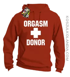 Orgasm Donor - Bluza męska z kapturem pomarańczowa 