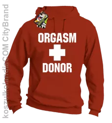 Orgasm Donor - Bluza męska z kapturem pomarańczowa 