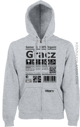 Gracz GAMER - bluza z kapturem na zamek 