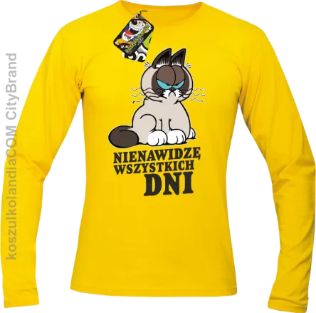 Nienawidzę wszystkich dni - Longsleeve męski żółty 