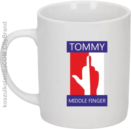 Tommy Middle Finger - Kubek ceramiczny biały 