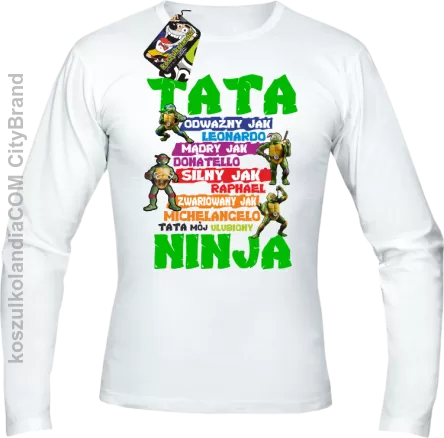 Tata Odważny jak Leonardo Żółwie NINJA Turtles - Longsleeve męski biały 