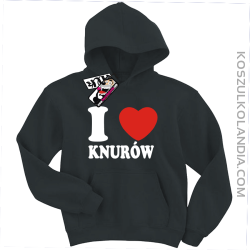 I love Knurów - bluza dziecięca z kapturem - czarny