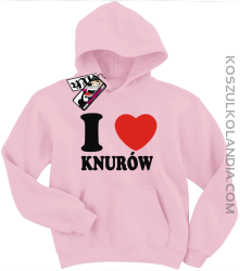 I love Knurów - bluza dziecięca z kapturem - różowy