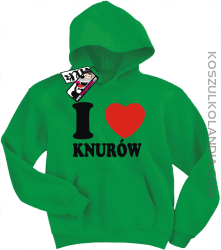 I love Knurów - bluza dziecięca z kapturem - zielony