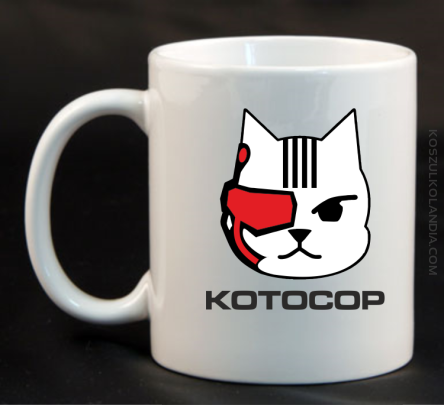 KOTOCOP - Kubek ceramiczny biały