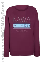 Kawa Mleko Cukier x 2 - Bluza damska standard bez kaptura burgundowa 