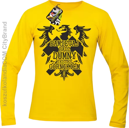 Pamiętaj bądź dumny jesteś górnikiem - Longsleeve męski żółty 