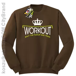 Workout shut the FUCKUP and train - Bluza męska standard bez kaptura brąz 