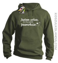 Jestem ZOŁZA ale robię zajebiste paznokcie - Bluza z kapturem - Khaki