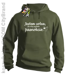 Jestem ZOŁZA ale robię zajebiste paznokcie - Bluza z kapturem - Khaki