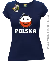 POLSKA Emotik dwukolorowy -koszulka damska granatowa