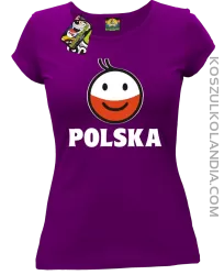POLSKA Emotik dwukolorowy -koszulka damska fioletowa