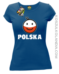 POLSKA Emotik dwukolorowy -koszulka damska niebieska