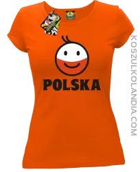 POLSKA Emotik dwukolorowy -koszulka damska pomarańczowa