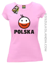 POLSKA Emotik dwukolorowy -koszulka damska jasny róż