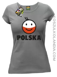 POLSKA Emotik dwukolorowy -koszulka damska szara